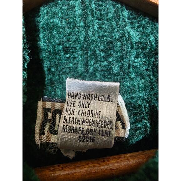Vintage Forenza Green Chenille Turtleneck Sweater Women’s Med Ribbed Cozy 90s - Picture 4 of 7